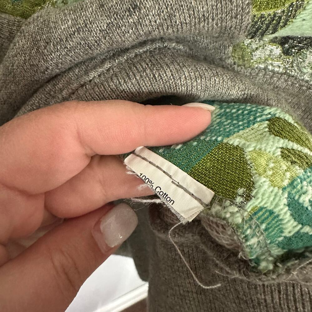 J. Crew Women's Gray Blue Green Embroidered Metallic Floral Pullover Size XS - Picture 7 of 9